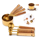 ANDGELOO front view of gold measuring cups and spoons set, stylish and precise