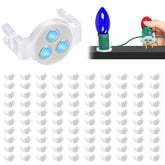 ANGAR front view of 100-pack white magnetic light clips showing compact packaging and count benefit
