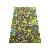 Angels front view of city playmat rug showing full city layout and safe play area