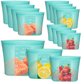 Annaklin front packaging showing 12-pack aqua bags and sizes, durable reusable storage
