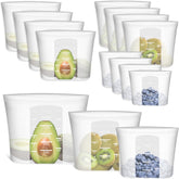 Annaklin front packaging showing translucent reusable silicone bags and included sizes benefit waste reduction