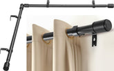 Anndason front view of boxed corner curtain rod set showing full kit and benefit