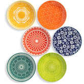 Annovero front view of salad plate showing decorative boho pattern and durable finish