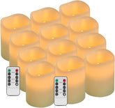 antizer front view of 12 ivory wax pillar candles showing elegant set and instant decor benefit