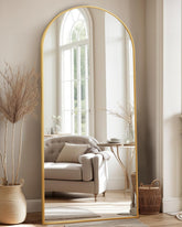 Antok arched full-length mirror front view showing full body reflection and elegant gold frame