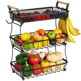 ANTOPY front view of 3-tier stand showing organized produce and space saving