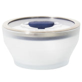 Anyday front view of blueberry glass container showing elegant bowl and lid, useful for storage