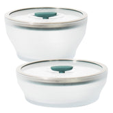 Anyday medium glass bowls front view showing kale color and dishwasher benefit