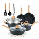 Anymark complete cookware set front view showing all pieces and easy organization