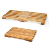 Anyprime teak mat front view showing spa-like finish and safe footing