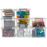 Anywish front view of eight clear bins showing tidy organization benefit