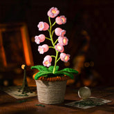 ANZRLE front view of crochet flower lamp showing warm glow and handcrafted charm