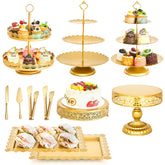 Aofure front view of assembled gold stands showing elegant presentation benefit