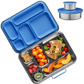 AOHEA front view of blue bento box shows compact organized design promoting convenience