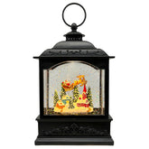 AOMIL front view of snow globe lantern showing reindeer scene and base, perfect shelf accent