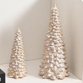 AOMOONOA front view of two distressed white resin trees showing vintage charm