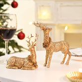 AOMOONOA gold reindeer front view showing vintage look and elegant tabletop accent