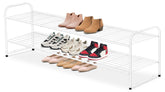 AOODA front view of 2-tier shoe rack showing organized shoes and space-saving benefit