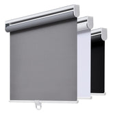 AOSKY front view of grey roller shade showing neat blackout fabric and modern look