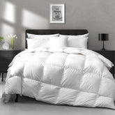 APSMILE front view of king duvet insert showing neat hotel-style finish and benefit of elegant bedding