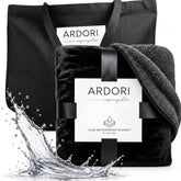 ARDORI front view of folded king blanket showing reversible black and gray for versatile decor