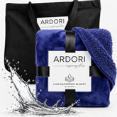 ARDORI king blanket front view showing indigo color and full coverage benefit