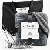 ARDORI king blanket front view showing full 82x82 coverage and elegant gray finish