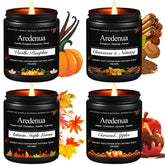 Aredenua front packaging showing four seasonal candle jars for autumn warmth