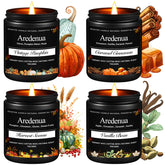 Aredenua front packaging showing four fall candles and seasonal appeal