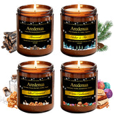 Aredenua front packaging showing all four winter candle jars and labels, inviting seasonal ambiance