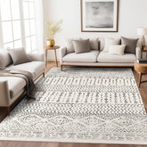 Art&Tuft front view of 5x7 ivory rug showing abstract design and neutral decor benefit