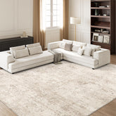 Art&Tuft front view of 8x10 beige abstract rug showing versatile styling