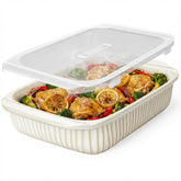 Artena front view of white ceramic baking dish showing elegant finish