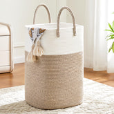 Artfeel front view of brown cotton rope basket showing stylish storage benefit