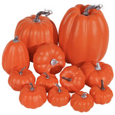 Artmag front view of 12-piece pumpkin set showing assorted sizes and harvest colors for instant décor