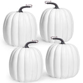 Artmag front view of four white pumpkins showing clean seasonal display benefits