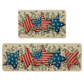 Artoid Mode front view of patriotic kitchen mat set showing vibrant design and placement benefit