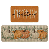 Artoid Mode front view of Hello Pumpkin mats showing bright fall design and welcoming look
