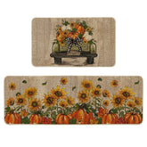 Artoid Mode front view of truck pumpkin mat set showing festive look and floor protection