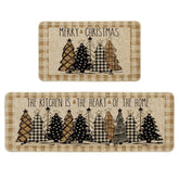 Artoid Mode front view of buffalo plaid mats showing festive tree and coverage benefit