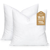 Artscope front view of two 18x18 pillow inserts showing plump loft