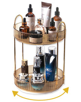 Asayuee front view of two-tier gold organizer showing capacity and elegance
