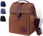 ASEBBO front view closed lunch bag showing classic styling and organization benefit