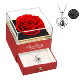 ASELFAD front gift box displaying rose and necklace, makes elegant presentation