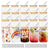 ASKIZ front view of 20 glass tumblers showing complete set and benefit of full matching set