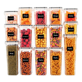 Asnews front packaging showing full 15-piece set and included accessories for organized pantry