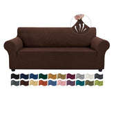 Asnomy front view chocolate sofa cover shows neat tailored look and protection