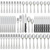 Astercook full 48-piece set front view showing matching polished utensils and cohesive table look