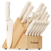 Astercook knife set front view in block showing organized storage and elegance