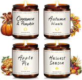 Auelife front packaging showing four fall-scented soy candles and gifting appeal
